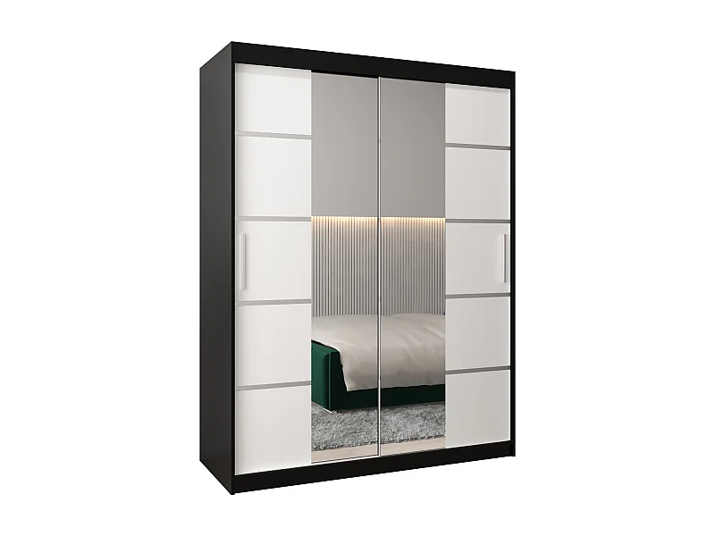 SCHWEBETÜRENSCHRANK VERONA 4 200/150/62 2-türig (Schwarz/Weiß)
