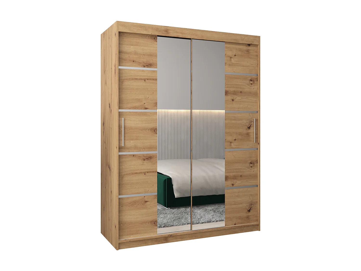 ARMOIRE VERONA 4 À PORTES COULISSANTES 200/150/62 2 Portes (Artisan/Artisan)