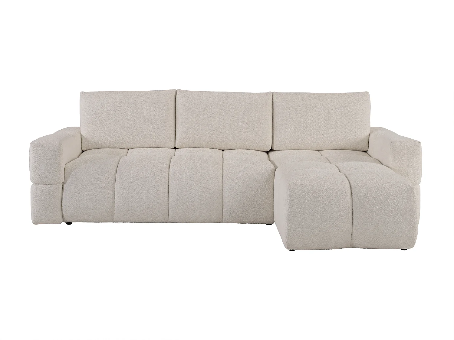 Ecksofa mit Schlaffunktion - Ecke wechselbar - Bouclé-Stoff - Beige - ISSORO II