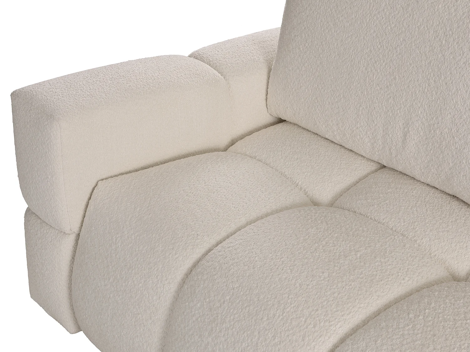 Ecksofa mit Schlaffunktion - Ecke wechselbar - Bouclé-Stoff - Beige - ISSORO II