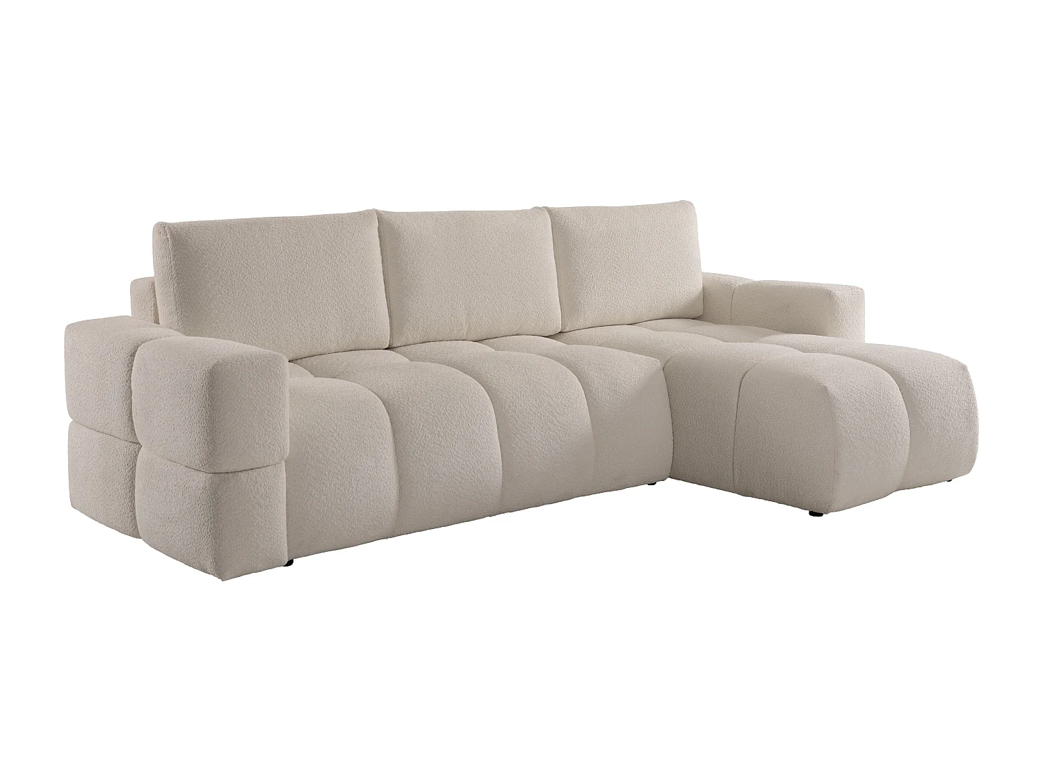 Ecksofa mit Schlaffunktion - Ecke wechselbar - Bouclé-Stoff - Beige - ISSORO II
