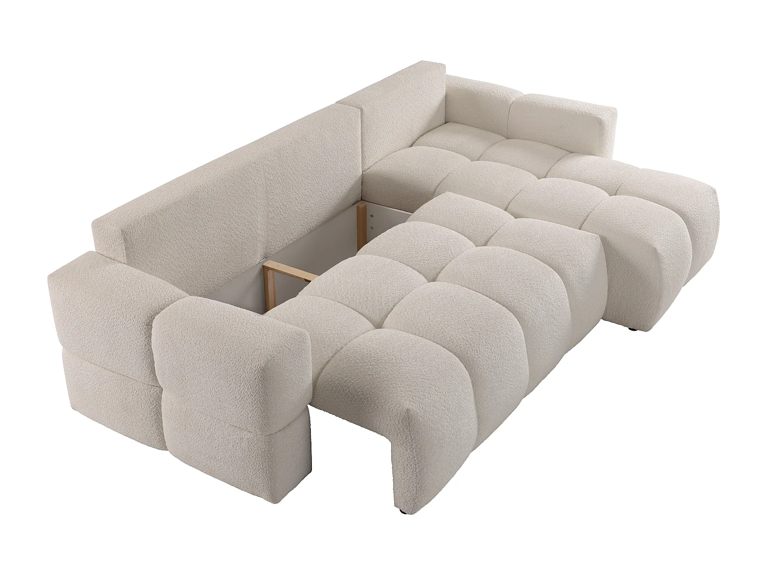 Ecksofa mit Schlaffunktion - Ecke wechselbar - Bouclé-Stoff - Beige - ISSORO II
