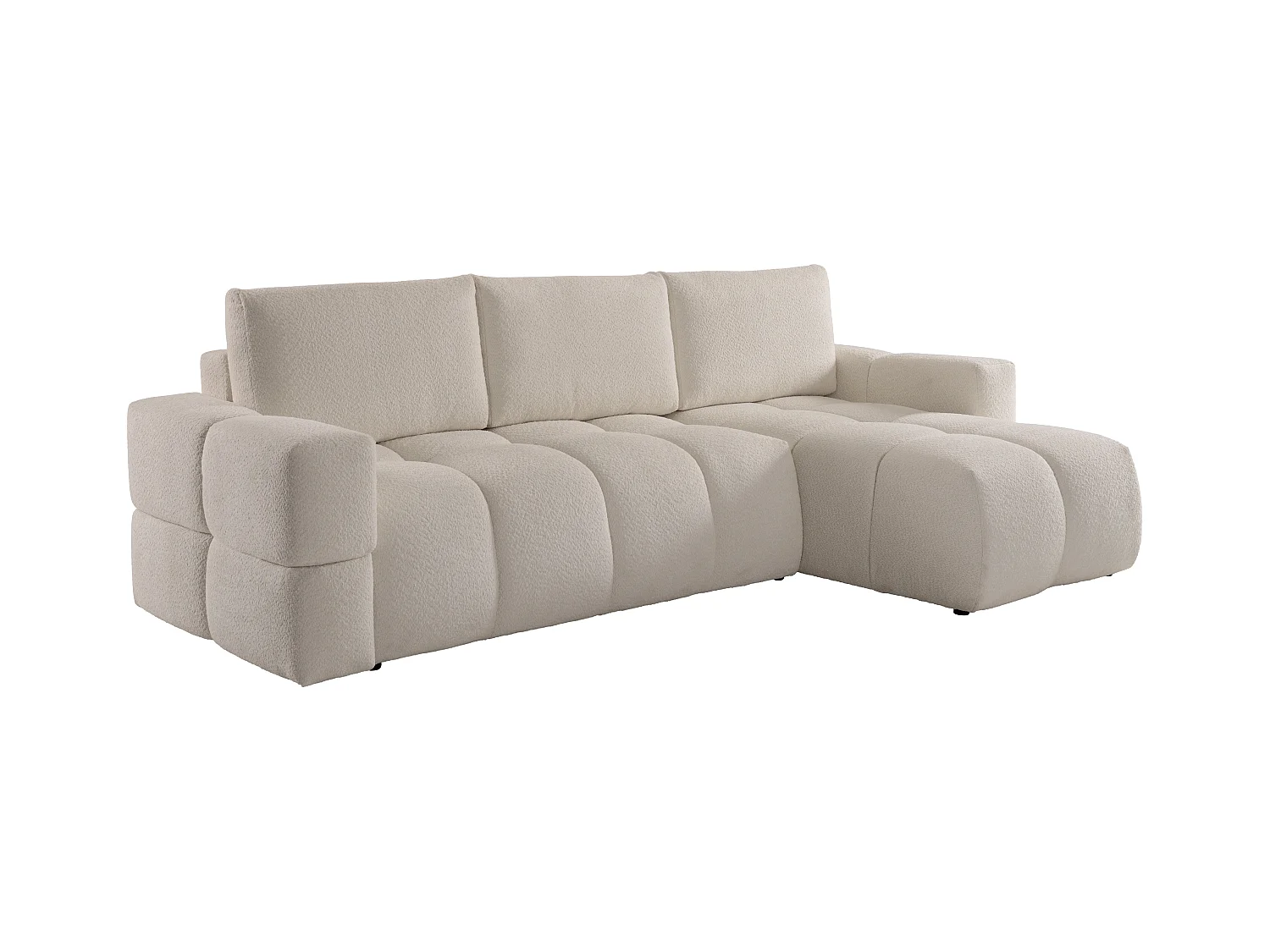 Divano letto angolare reversibile in Tessuto bouclette Beige - ISSORO