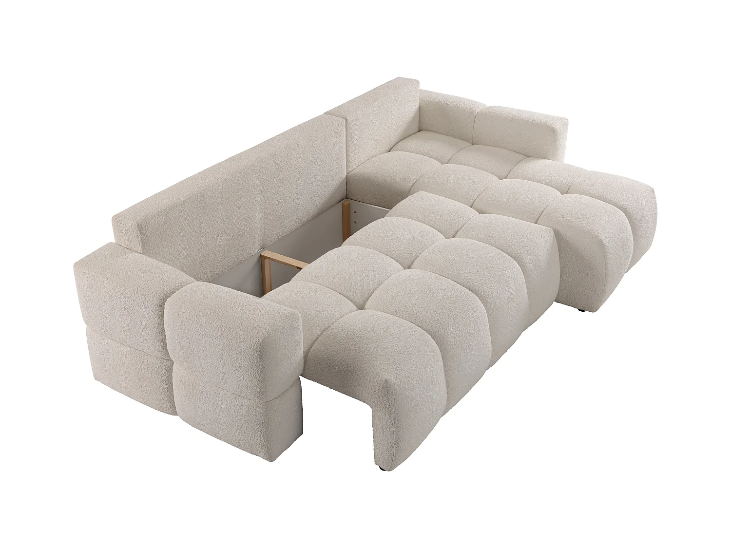 Divano letto angolare reversibile in Tessuto bouclette Beige - ISSORO