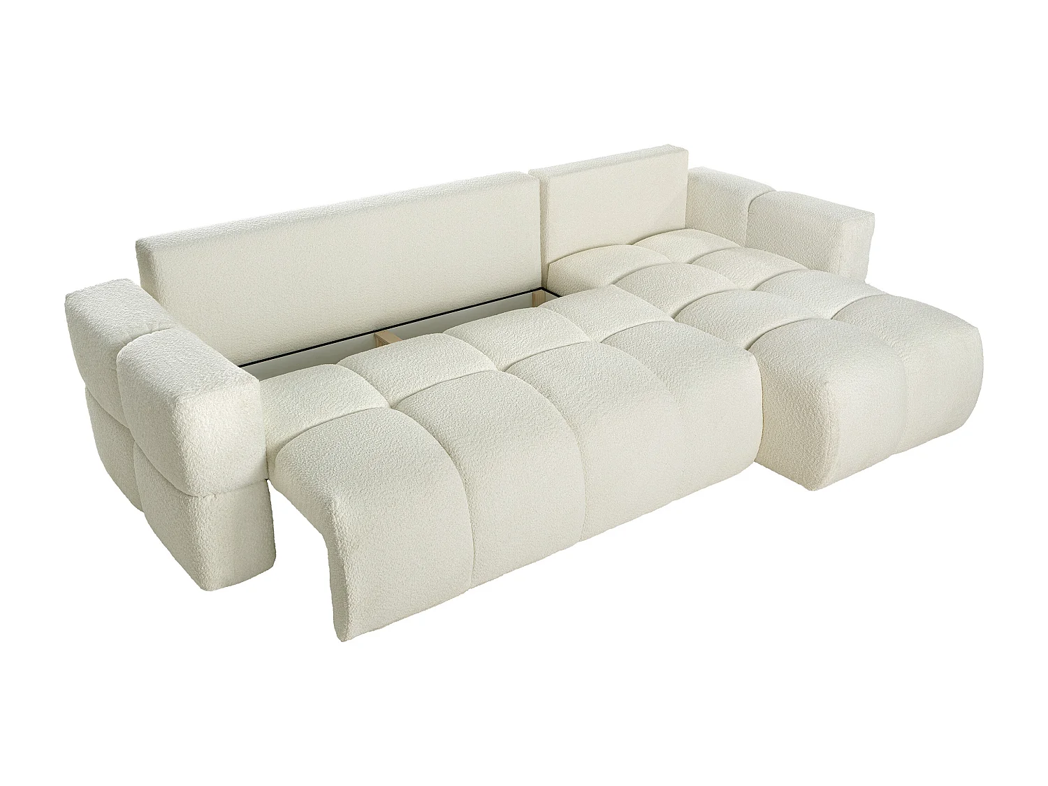 Ecksofa mit Schlaffunktion - Ecke wechselbar - Bouclé-Stoff - Beige - ISSORO II