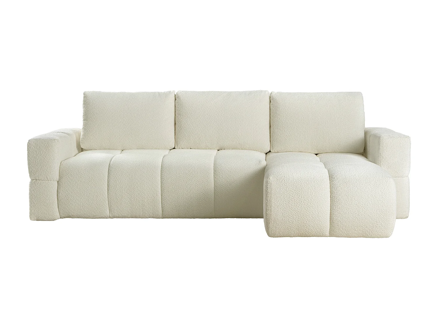 Ecksofa mit Schlaffunktion - Ecke wechselbar - Bouclé-Stoff - Beige - ISSORO II