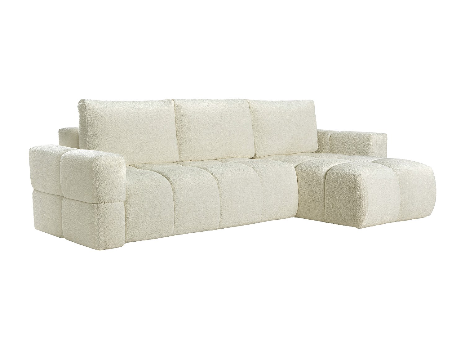Ecksofa mit Schlaffunktion - Ecke wechselbar - Bouclé-Stoff - Beige - ISSOR günstig online kaufen
