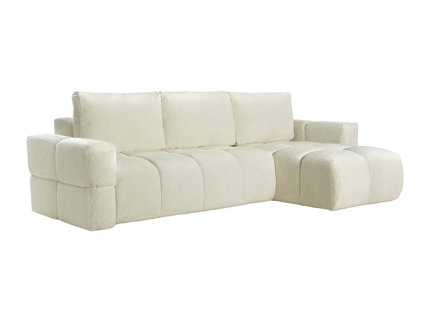 Ecksofa mit Schlaffunktion - Ecke wechselbar - Bouclé-Stoff - Beige - ISSORO II