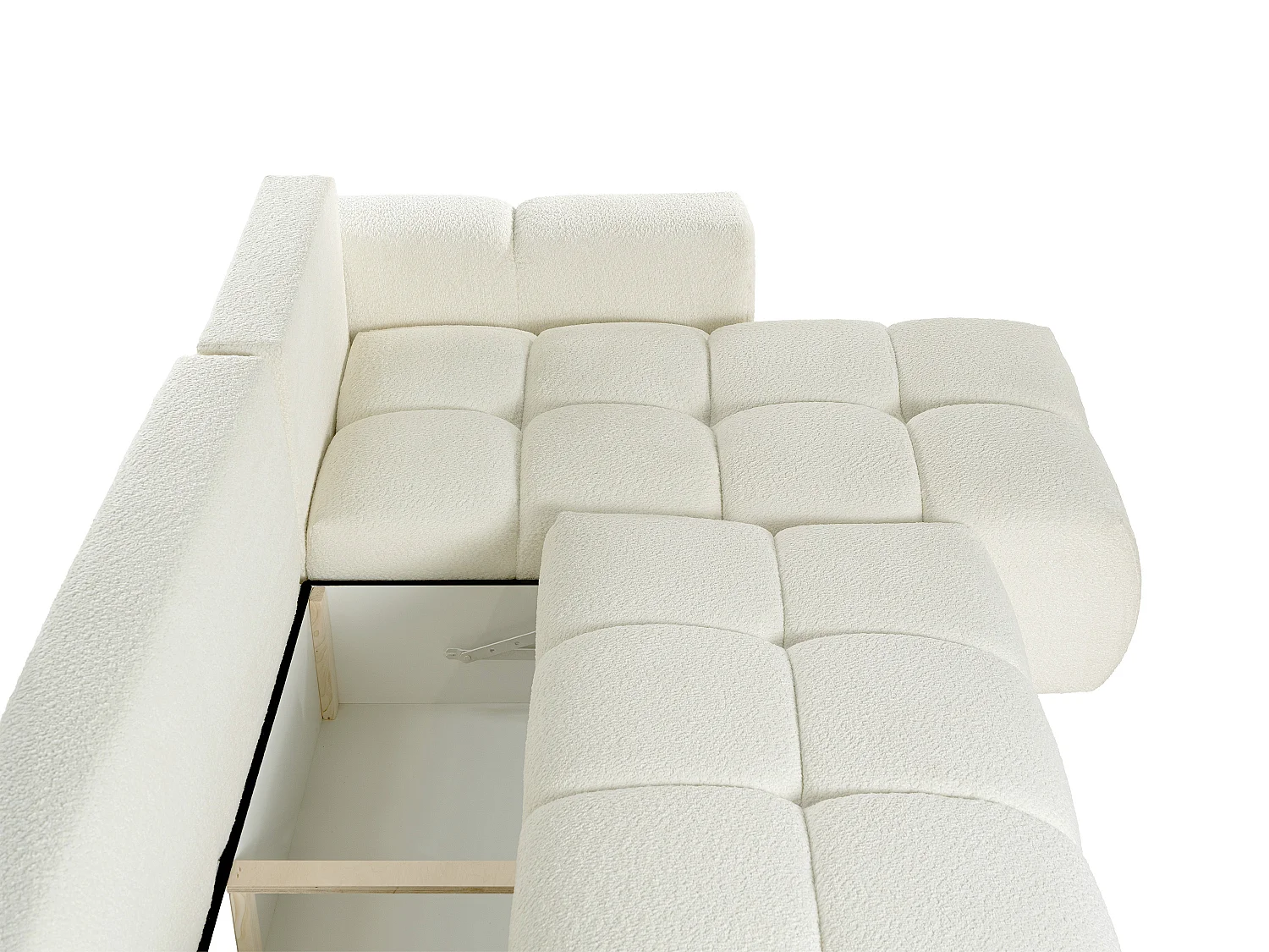 Ecksofa mit Schlaffunktion - Ecke wechselbar - Bouclé-Stoff - Beige - ISSORO II