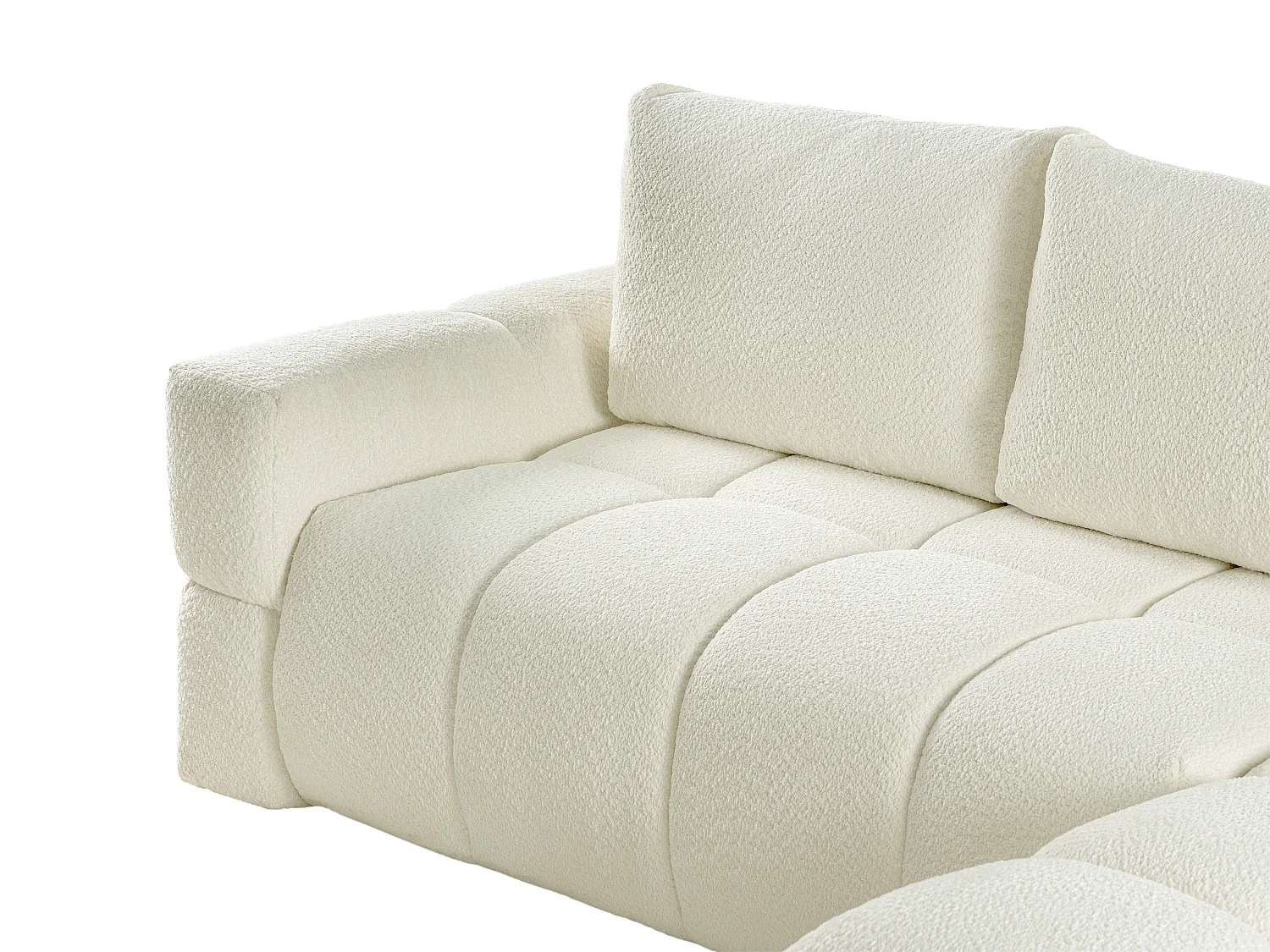 Ecksofa mit Schlaffunktion - Ecke wechselbar - Bouclé-Stoff - Beige - ISSORO II