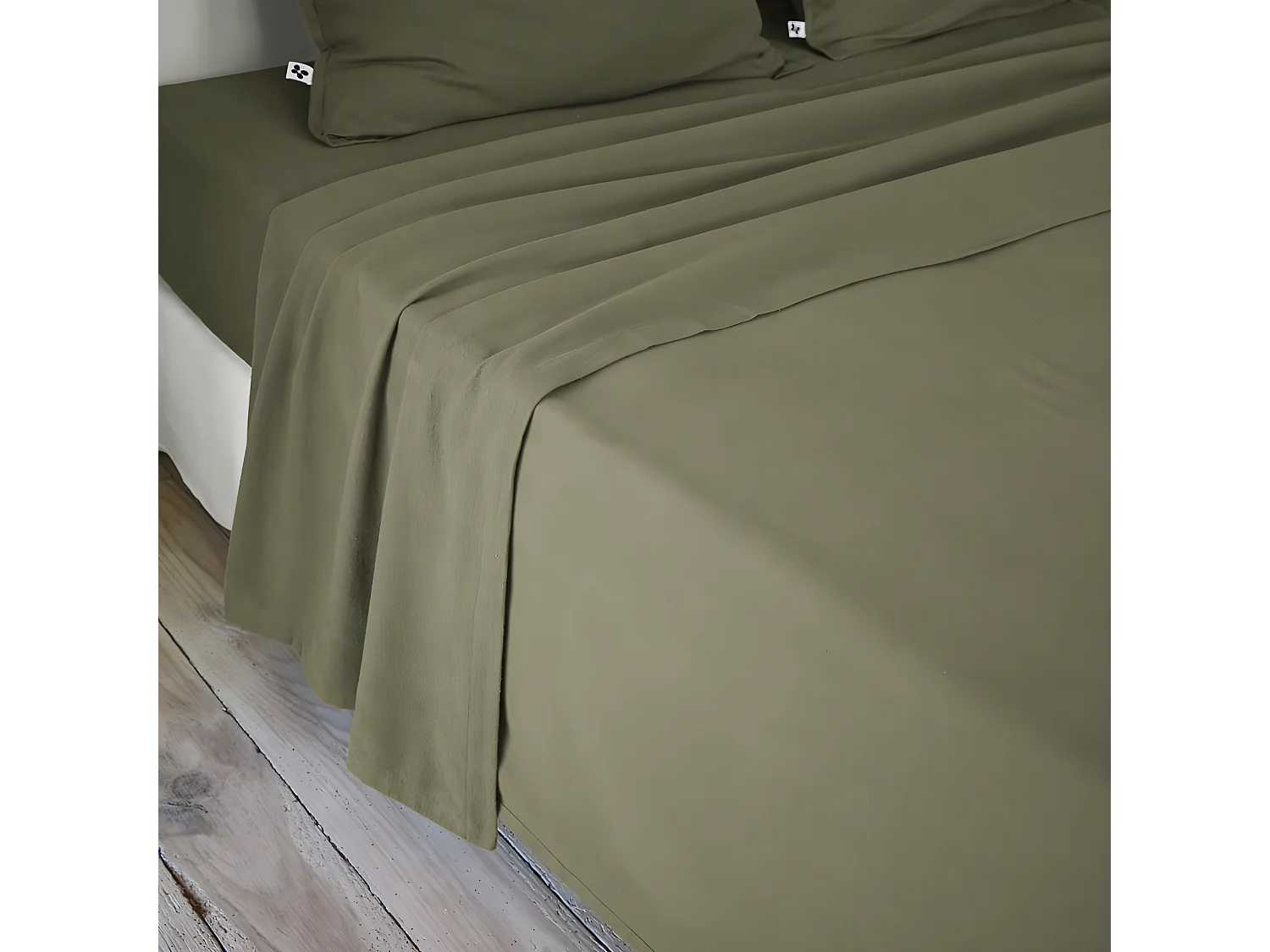 HEDDA - Drap Plat 240x300cm Flanelle de Coton Coloris Romarin