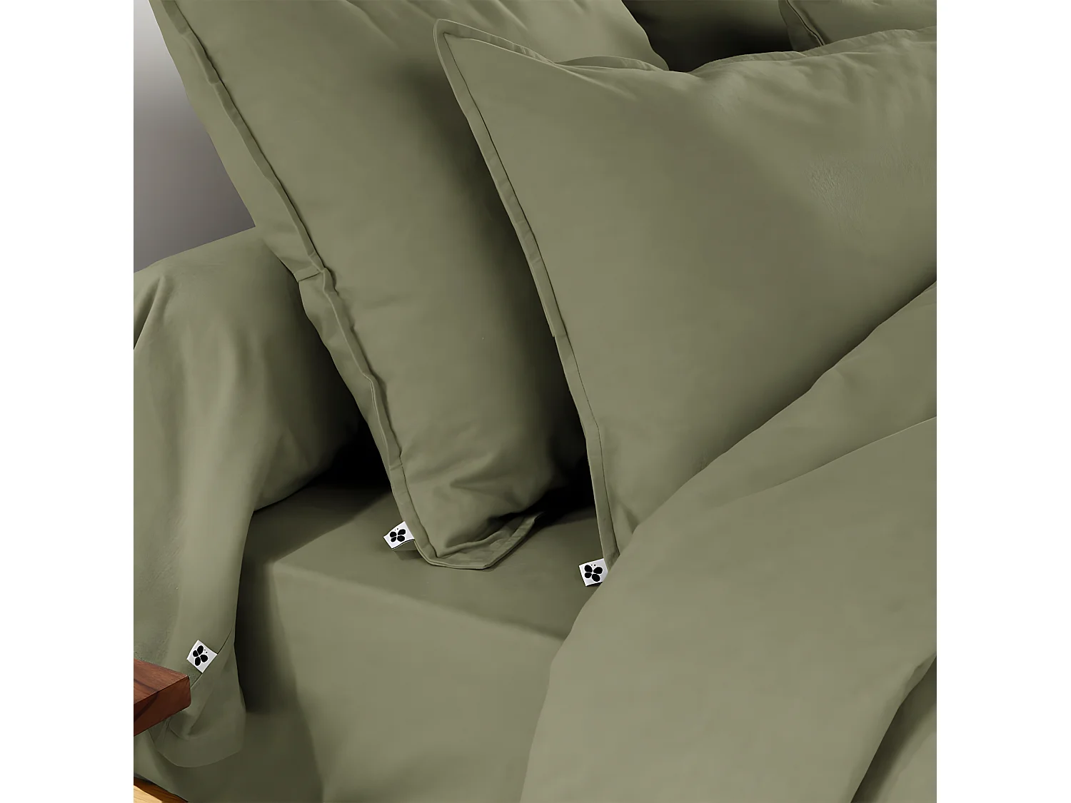 HEDDA - Drap Plat 240x300cm Flanelle de Coton Coloris Romarin