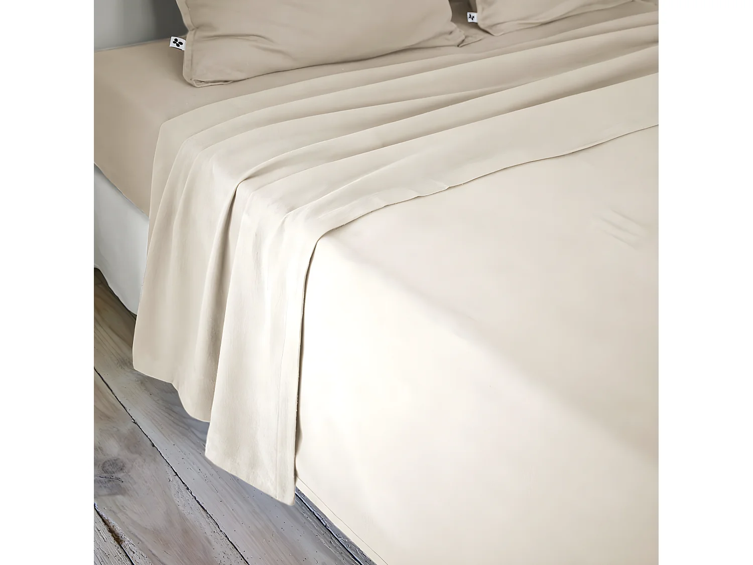 HEDDA - Drap Plat 240x300cm Flanelle de Coton Coloris Sable