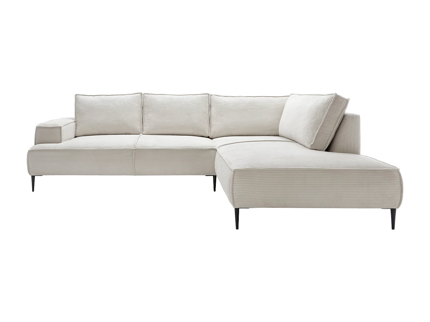 Großes Ecksofa - Ecke rechts - Cord - Beige - GINETO