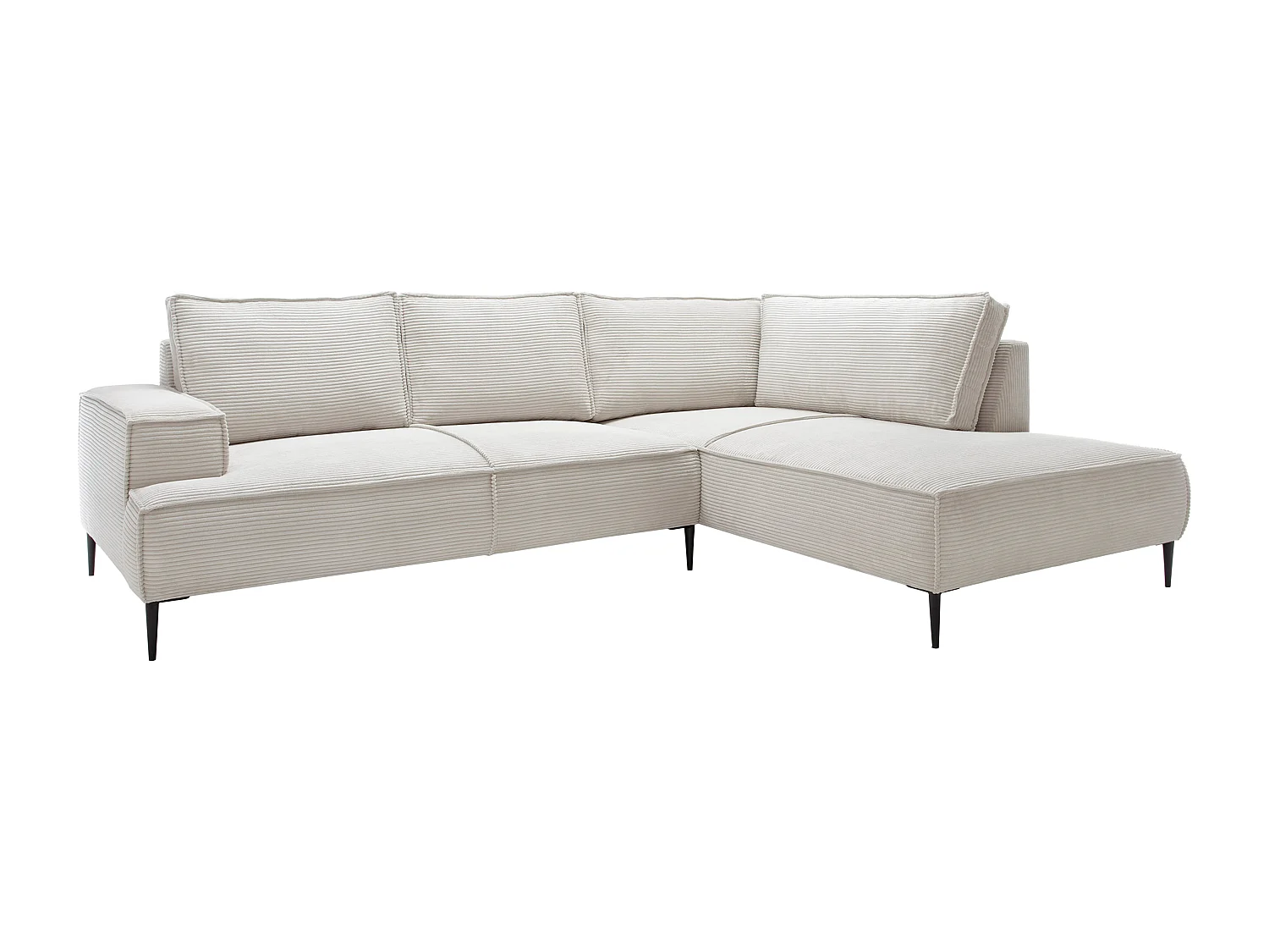 Großes Ecksofa - Ecke rechts - Cord - Beige - GINETO