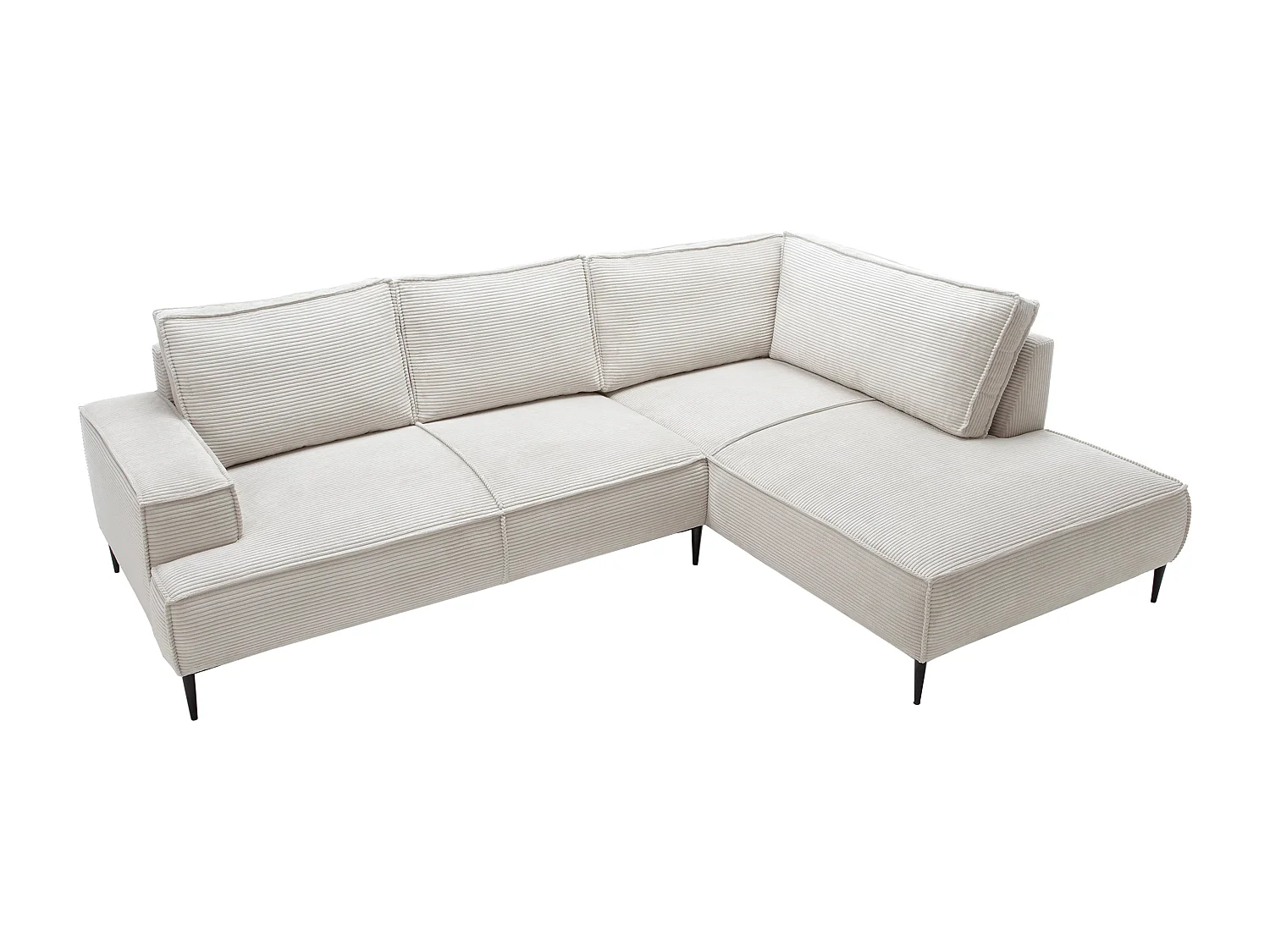Großes Ecksofa - Ecke rechts - Cord - Beige - GINETO