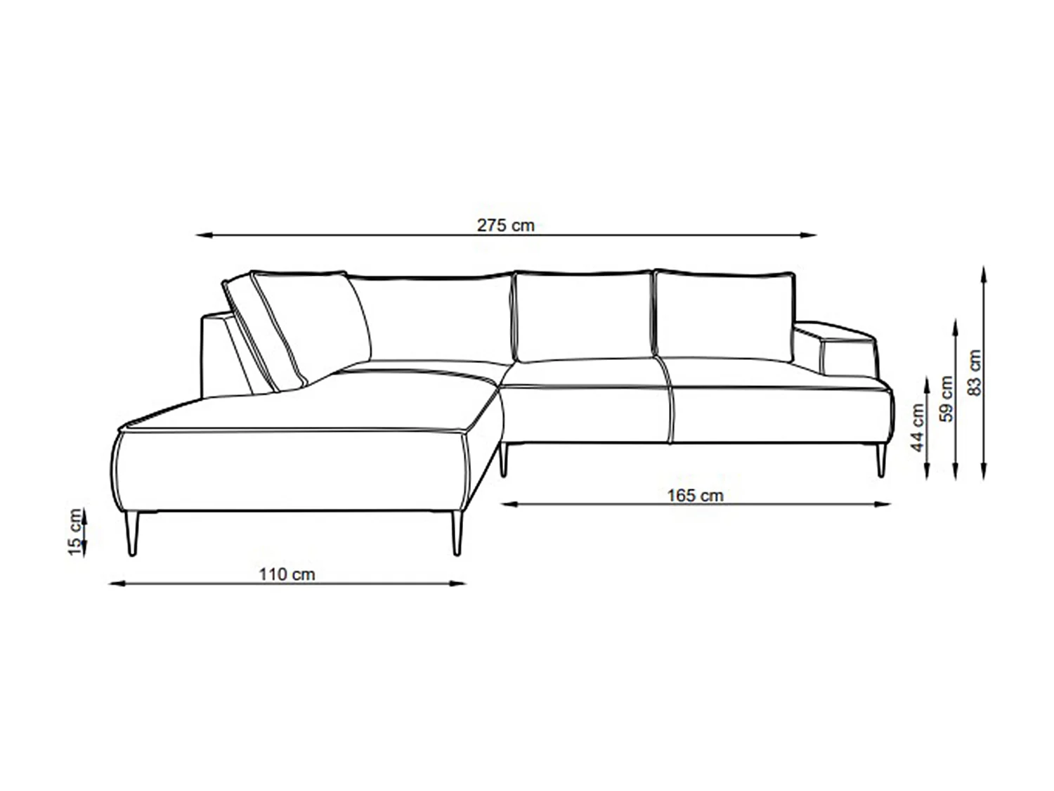 Großes Ecksofa - Ecke rechts - Cord - Beige - GINETO