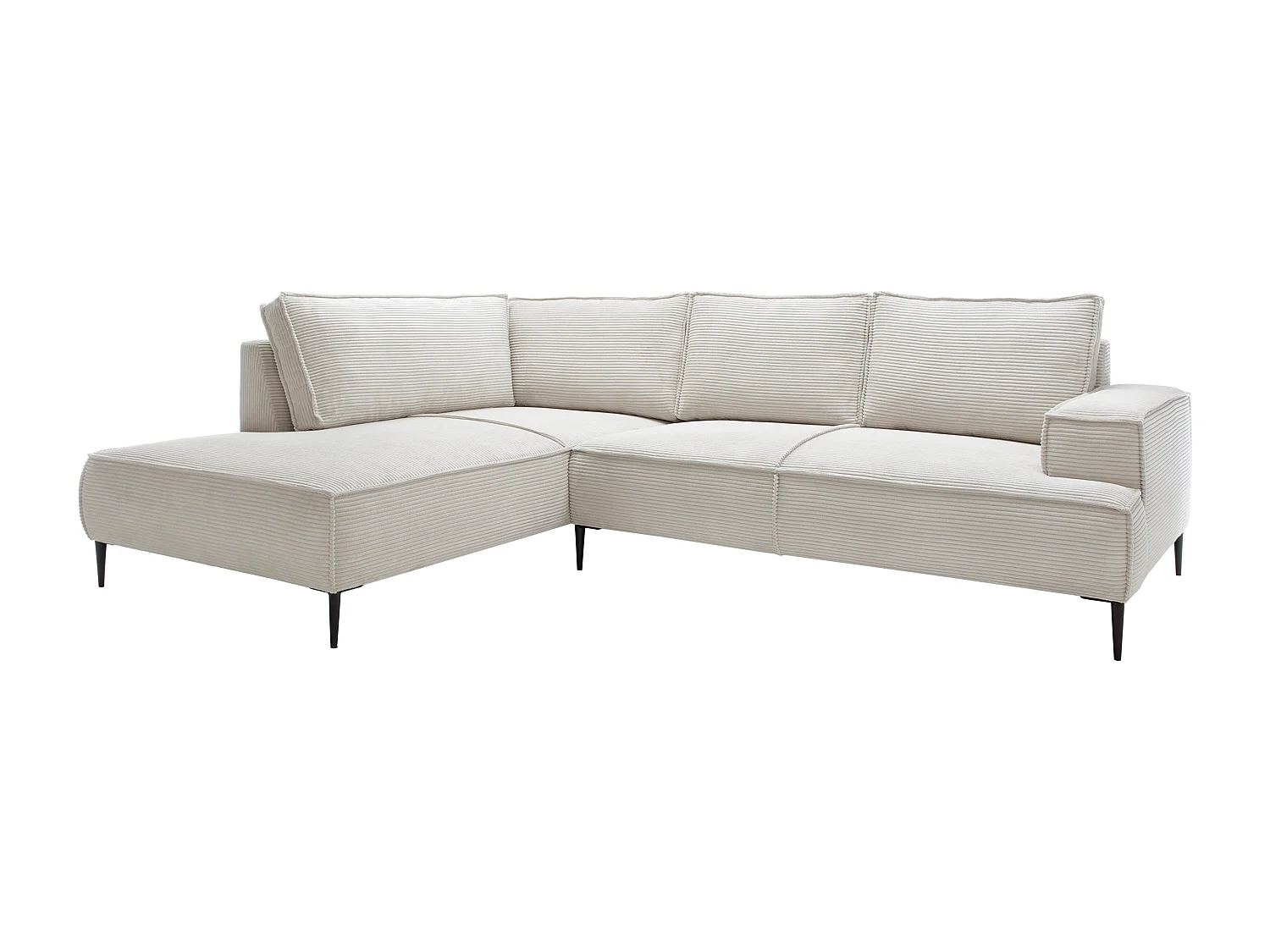 Grote hoekbank met hoek links van beige ribfluweel GINETO