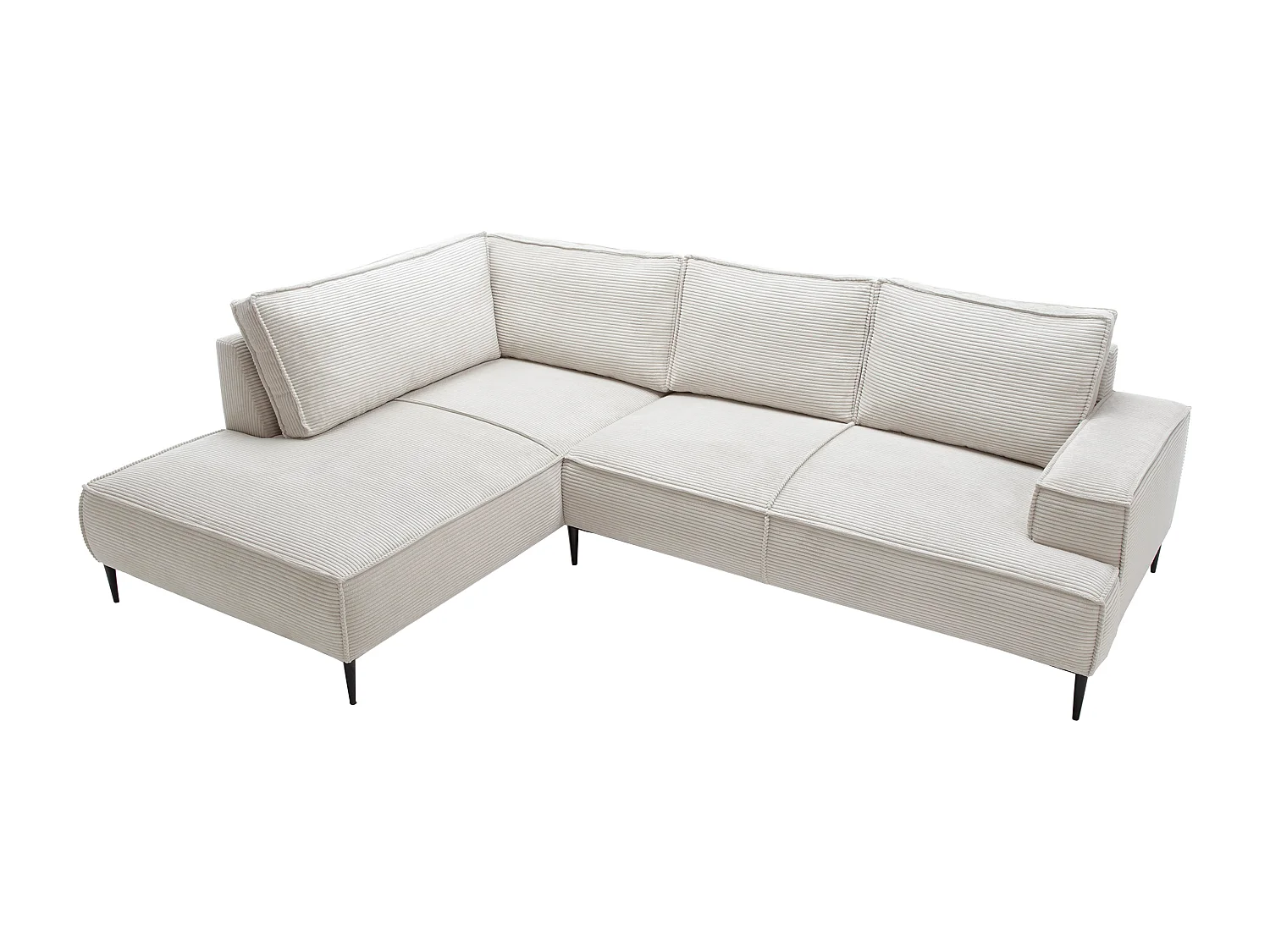 Grote hoekbank met hoek links van beige ribfluweel GINETO