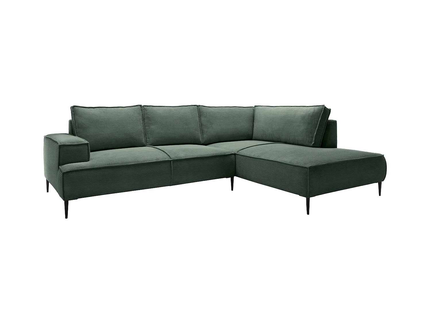 Stor høyre hjørnesofa i grønn kordfløyel GINETO