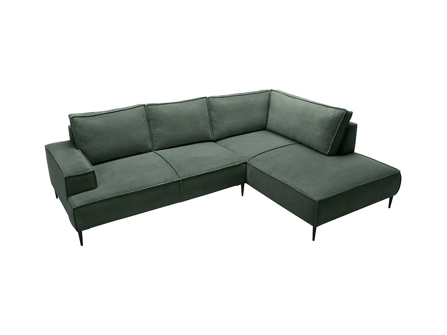 Stor høyre hjørnesofa i grønn kordfløyel GINETO