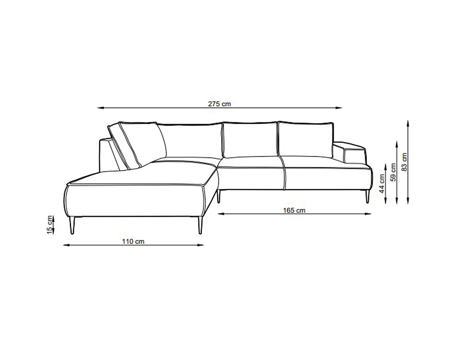 Stor høyre hjørnesofa i grønn kordfløyel GINETO