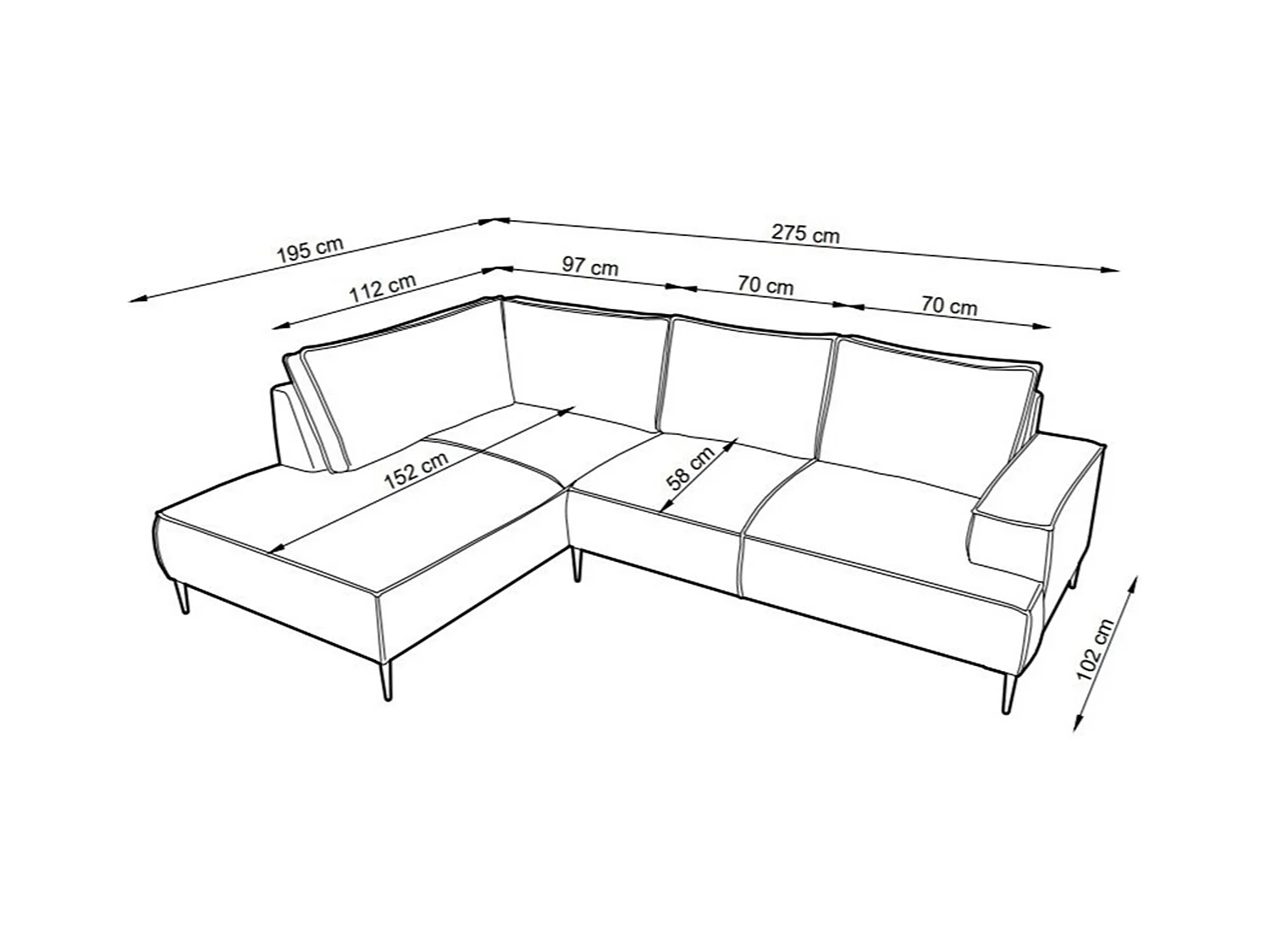 Stor høyre hjørnesofa i grønn kordfløyel GINETO