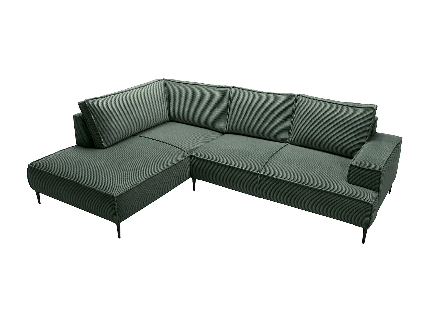 Großes Ecksofa - Ecke links - Cord - Tannengrün - GINETO