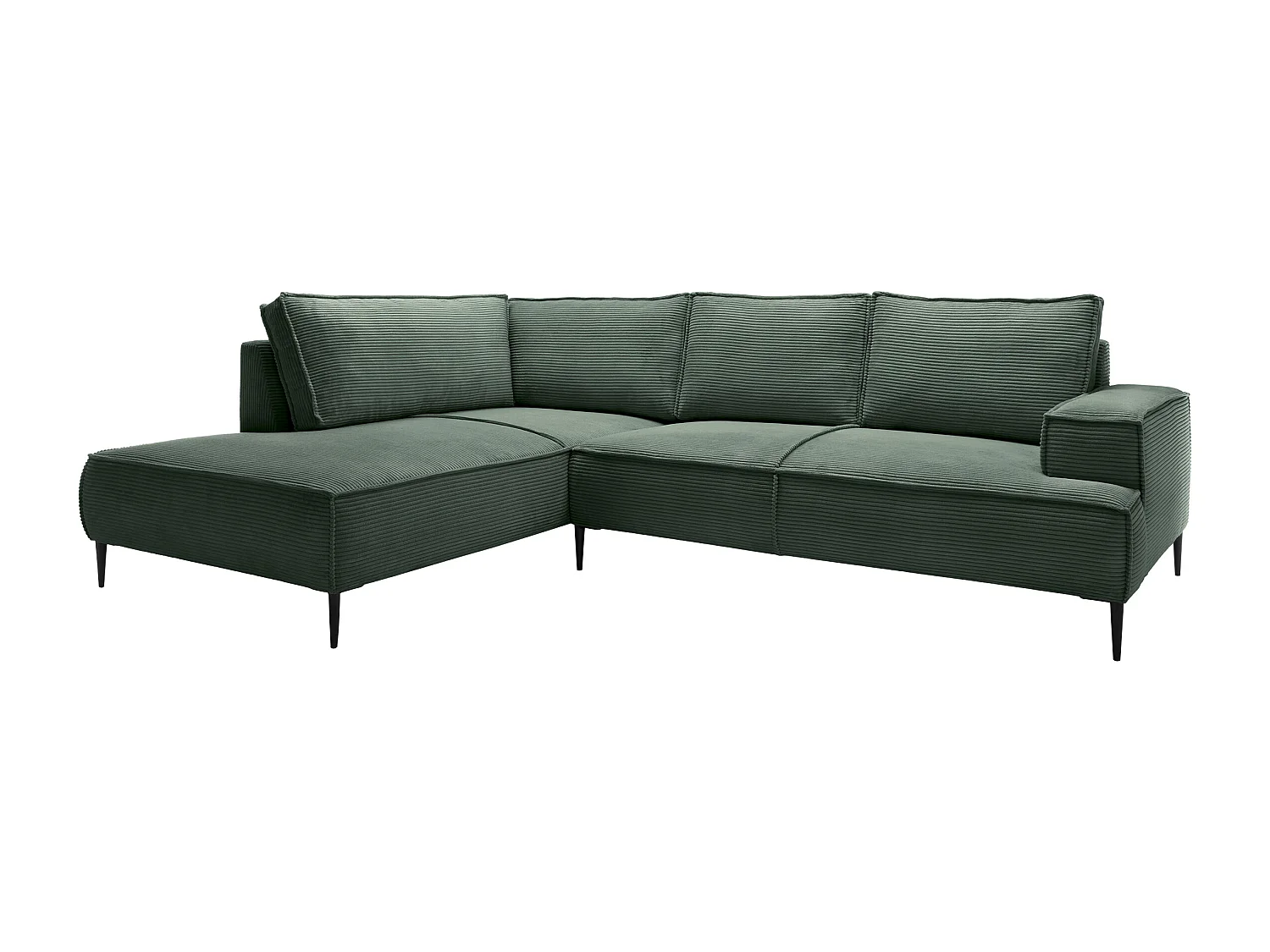 Großes Ecksofa - Ecke links - Cord - Tannengrün - GINETO