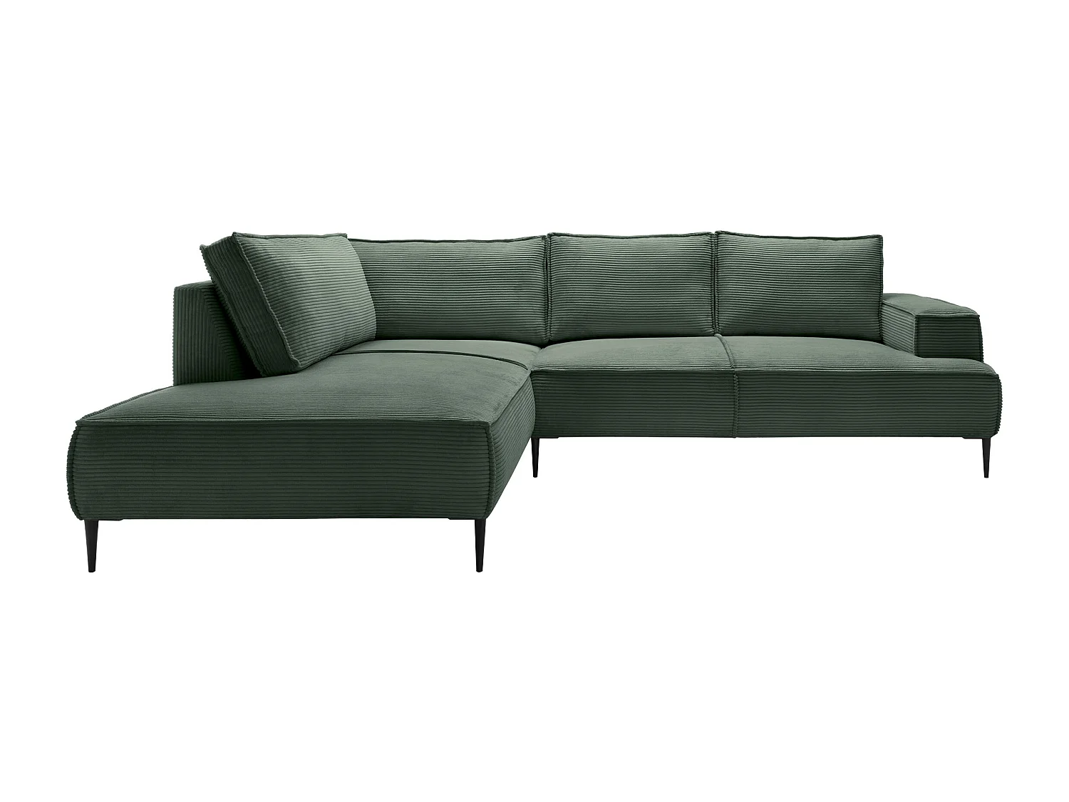 Großes Ecksofa - Ecke links - Cord - Tannengrün - GINETO