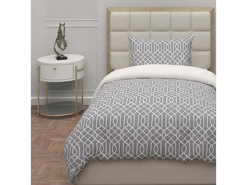 Juego de funda nórdica de microfibra 3D 140x200 cm ANYA gris, de Soleil d'Ocre