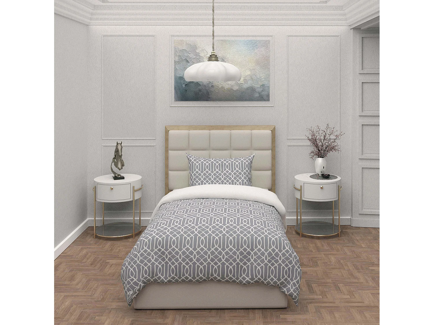 Parure housse de couette 3D microfibre 140x200 cm ANYA gris, par Soleil d'Ocre