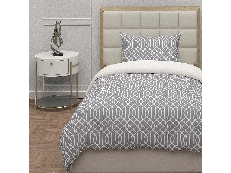 Juego de funda nórdica de microfibra 3D 140x200 cm ANYA gris, por Soleil d'Ocre