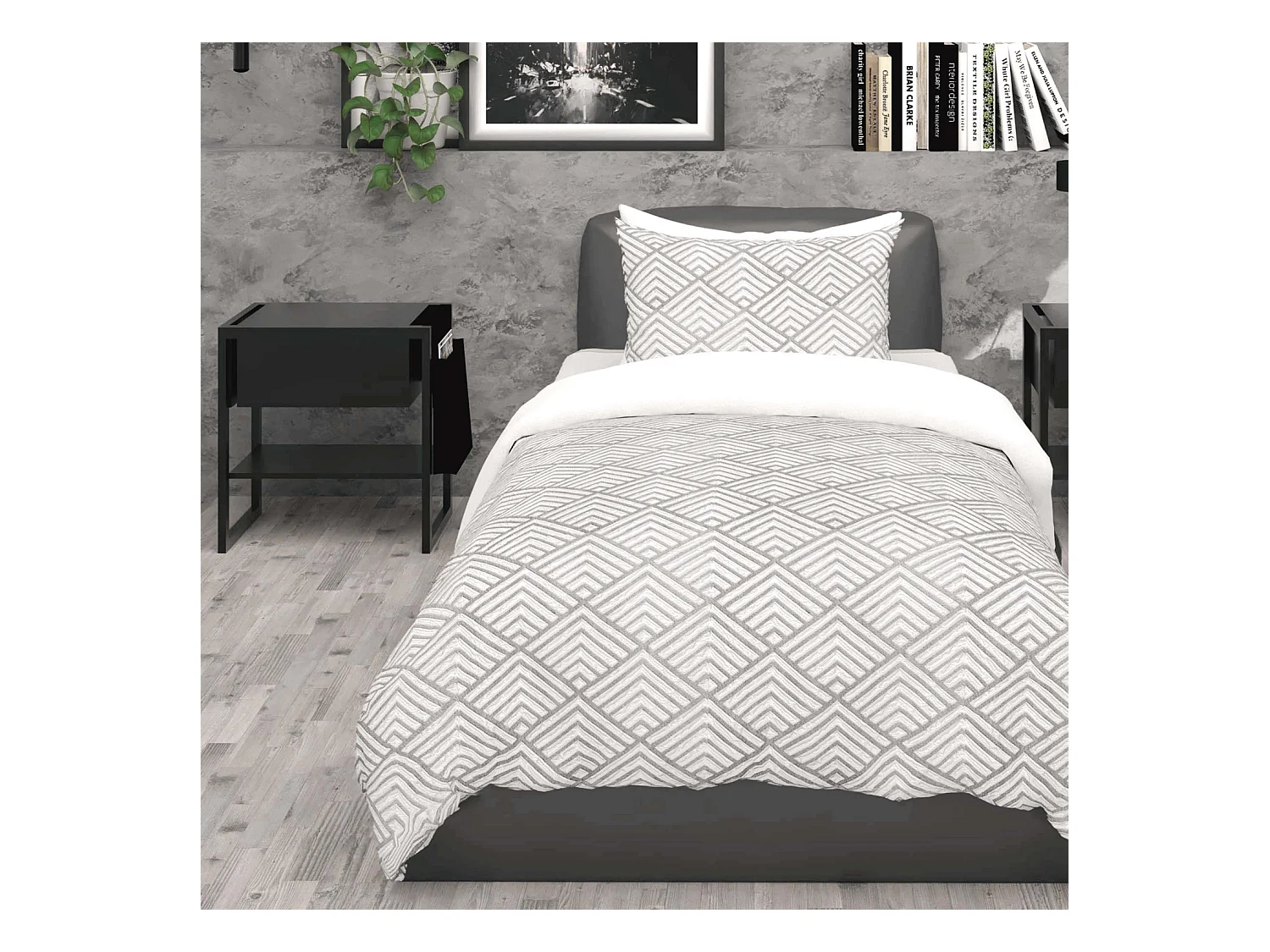 Parure housse de couette 3D microfibre 140x200 cm LAYA gris, par Soleil d'Ocre