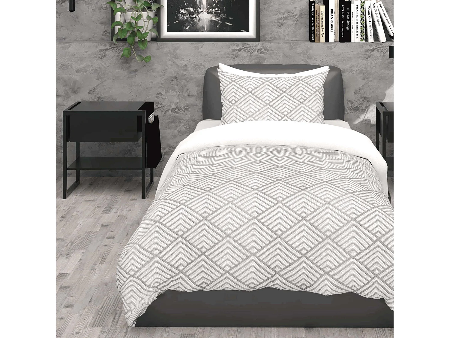 Juego de funda nórdica de microfibra 3D 140x200 cm LAYA gris, de Soleil d'Ocre