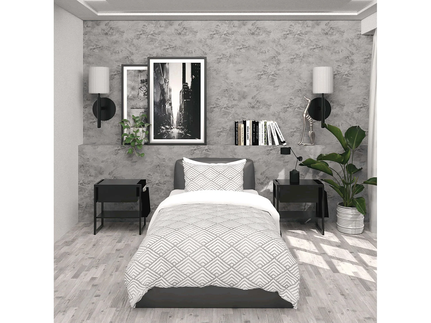 Juego de funda nórdica de microfibra 3D 140x200 cm LAYA gris, de Soleil d'Ocre