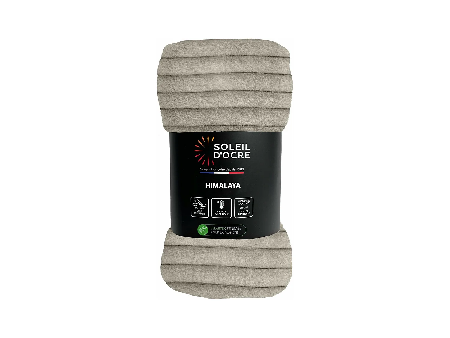 Couvre lit flanelle et velours 220x240 cm HIMALAYA ecru, par Soleil d'ocre