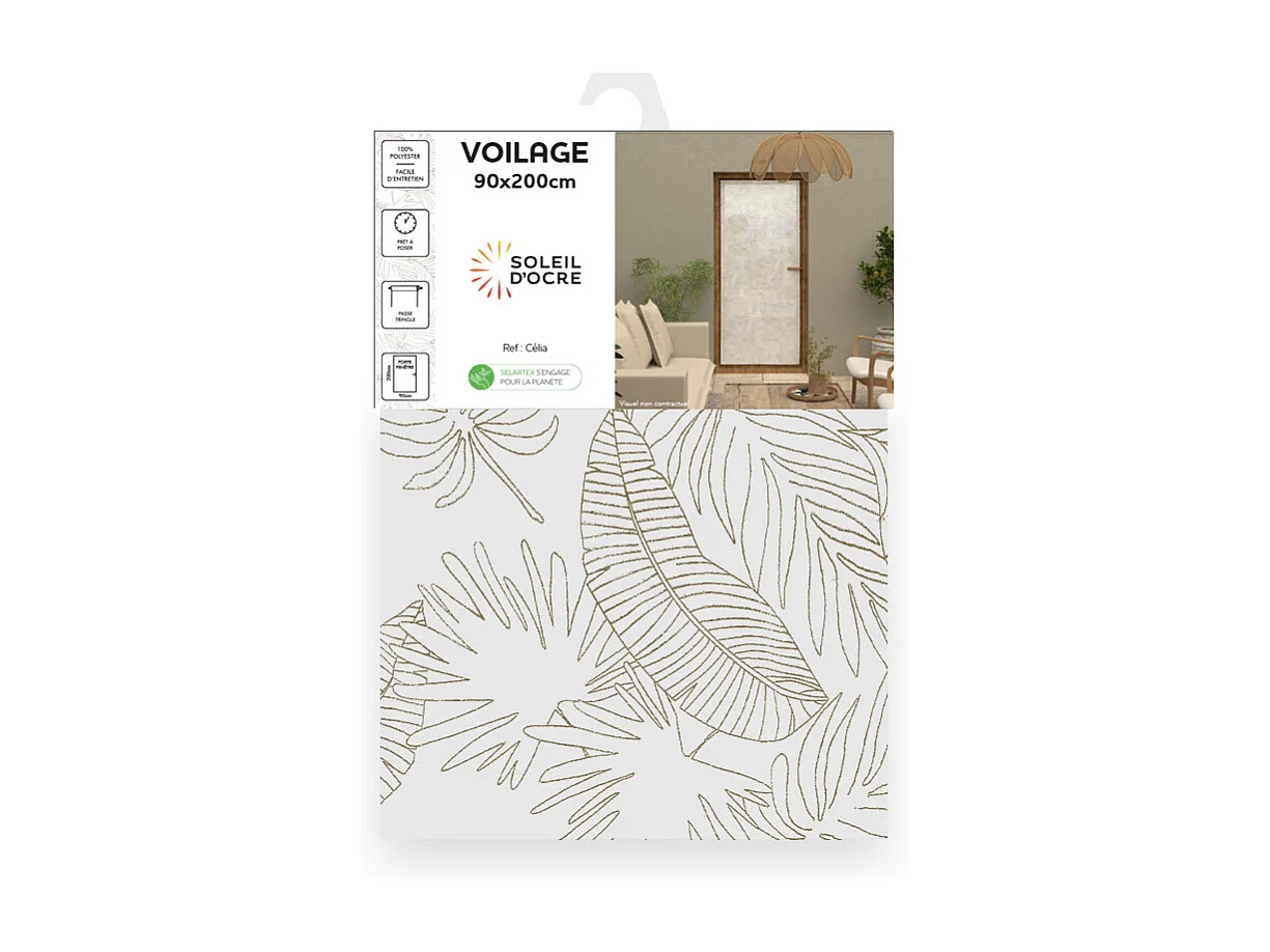 Voilage porte-fenêtre 90x200 cm CELIA taupe, par Soleil d'Ocre