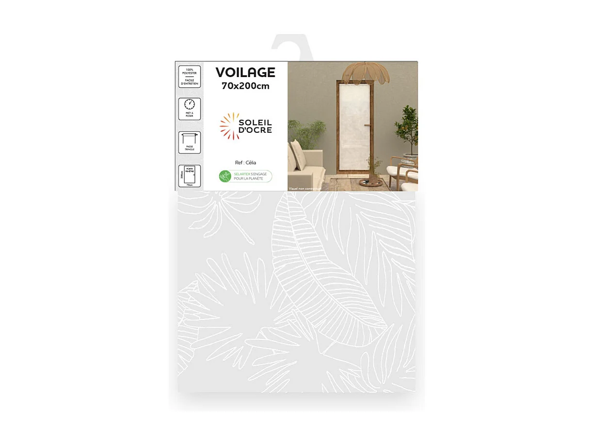 Voilage porte fenêtre 70x200 cm CELIA blanc, par Soleil d'Ocre