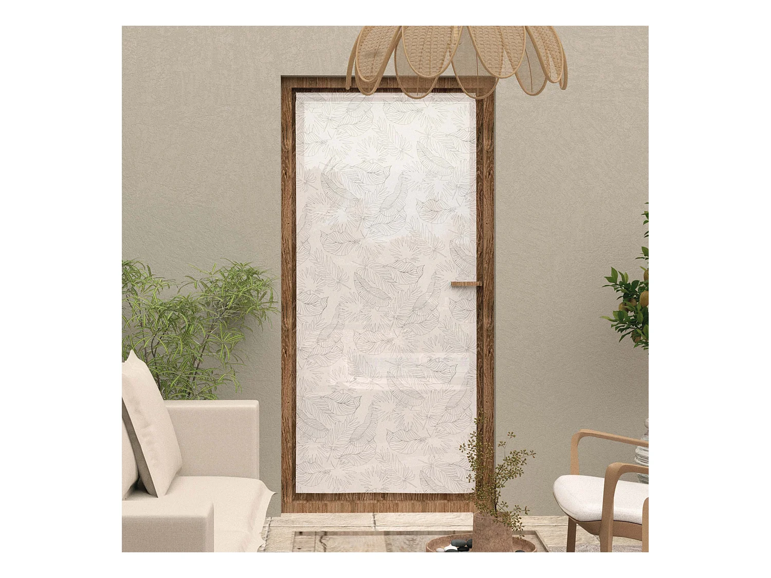 Voilage porte-fenêtre 90x200 cm CELIA kaki, par Soleil d'Ocre
