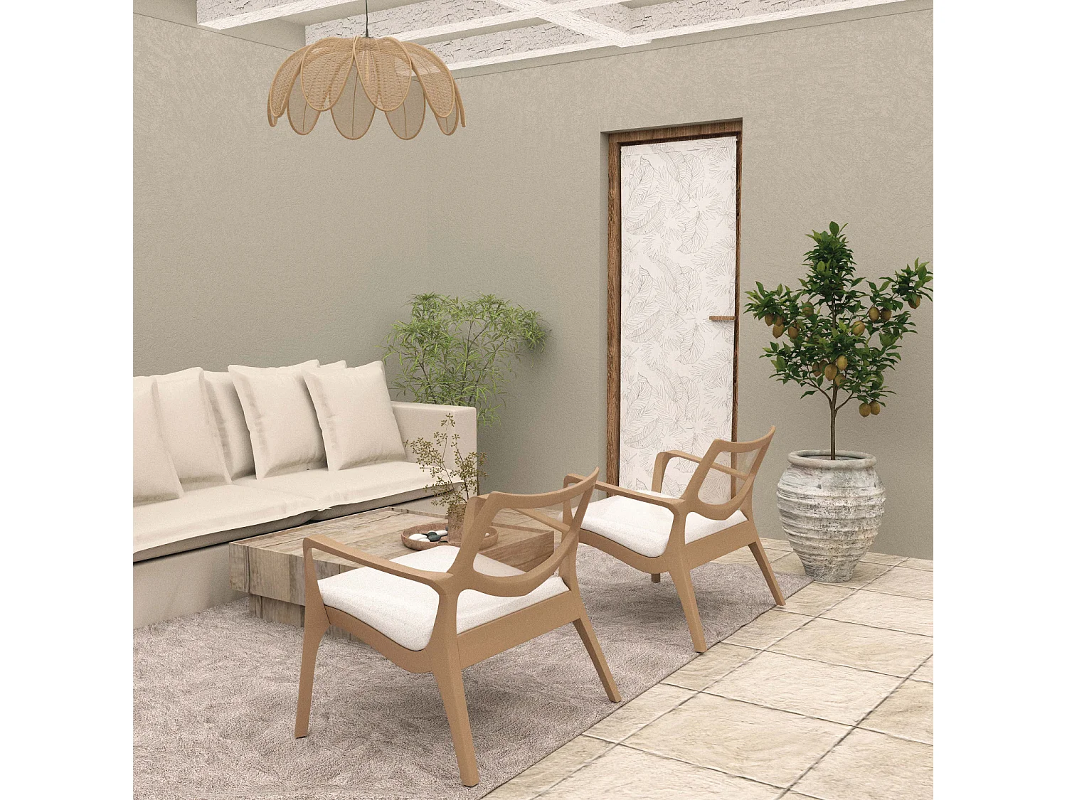 Voilage porte-fenêtre 90x200 cm CELIA kaki, par Soleil d'Ocre