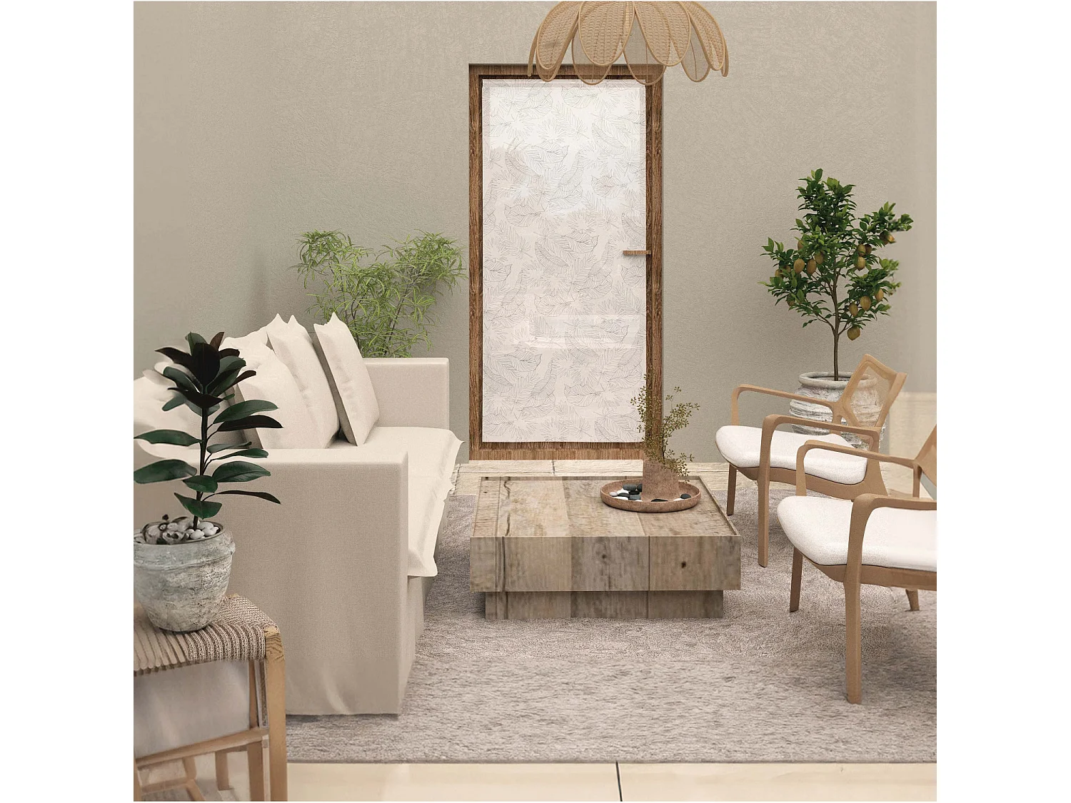 Voilage porte-fenêtre 90x200 cm CELIA kaki, par Soleil d'Ocre