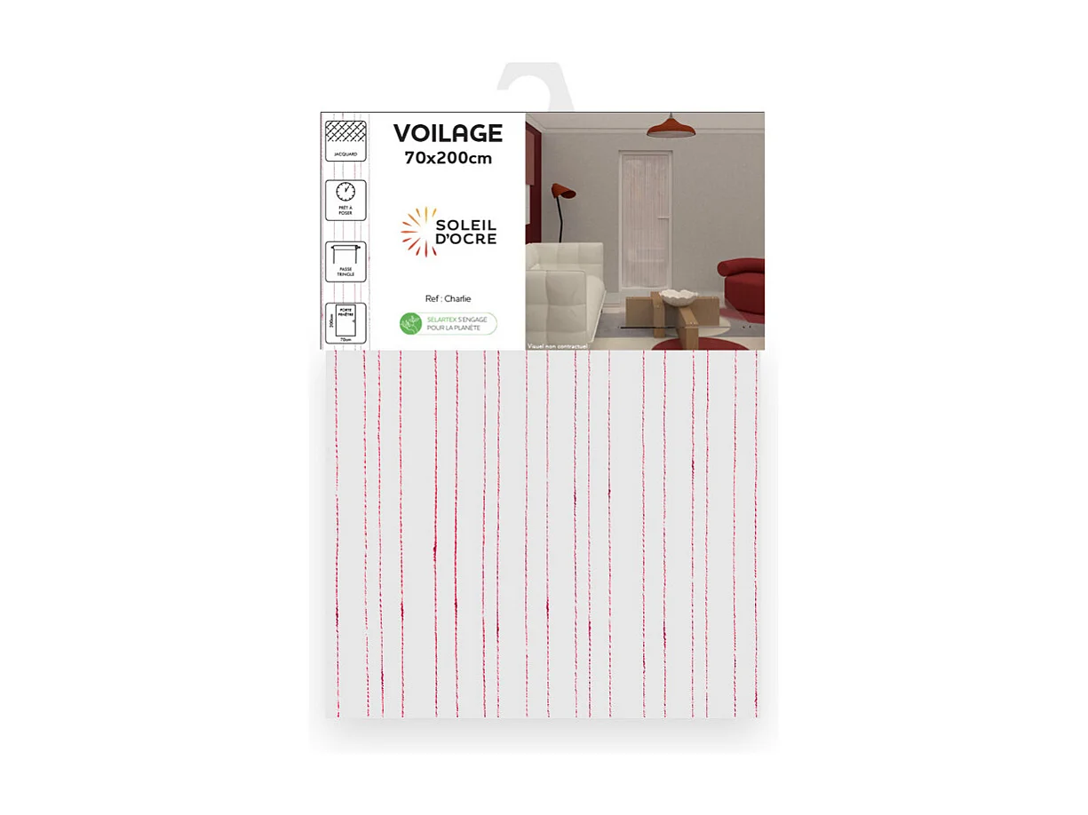 Visillo para puerta ventana 70x200 cm CHARLIE, por Soleil d'Ocre