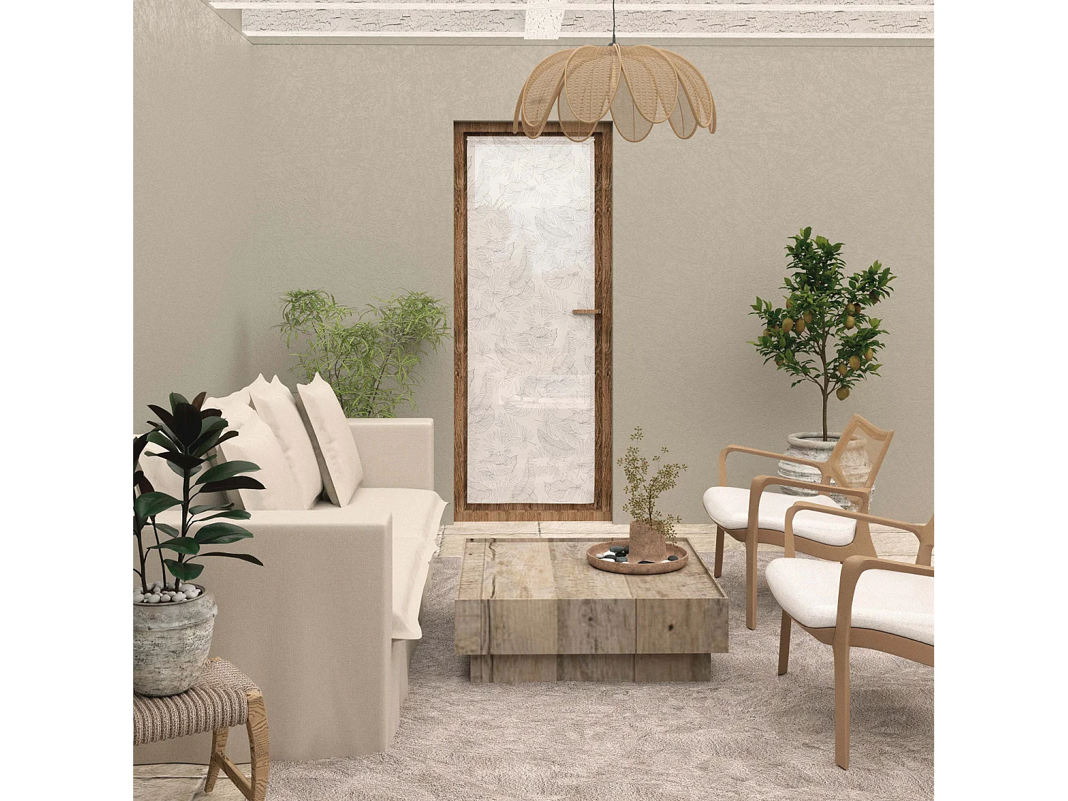 Visillo para puerta ventana 70x200 cm CELIA caqui, por Soleil d'Ocre