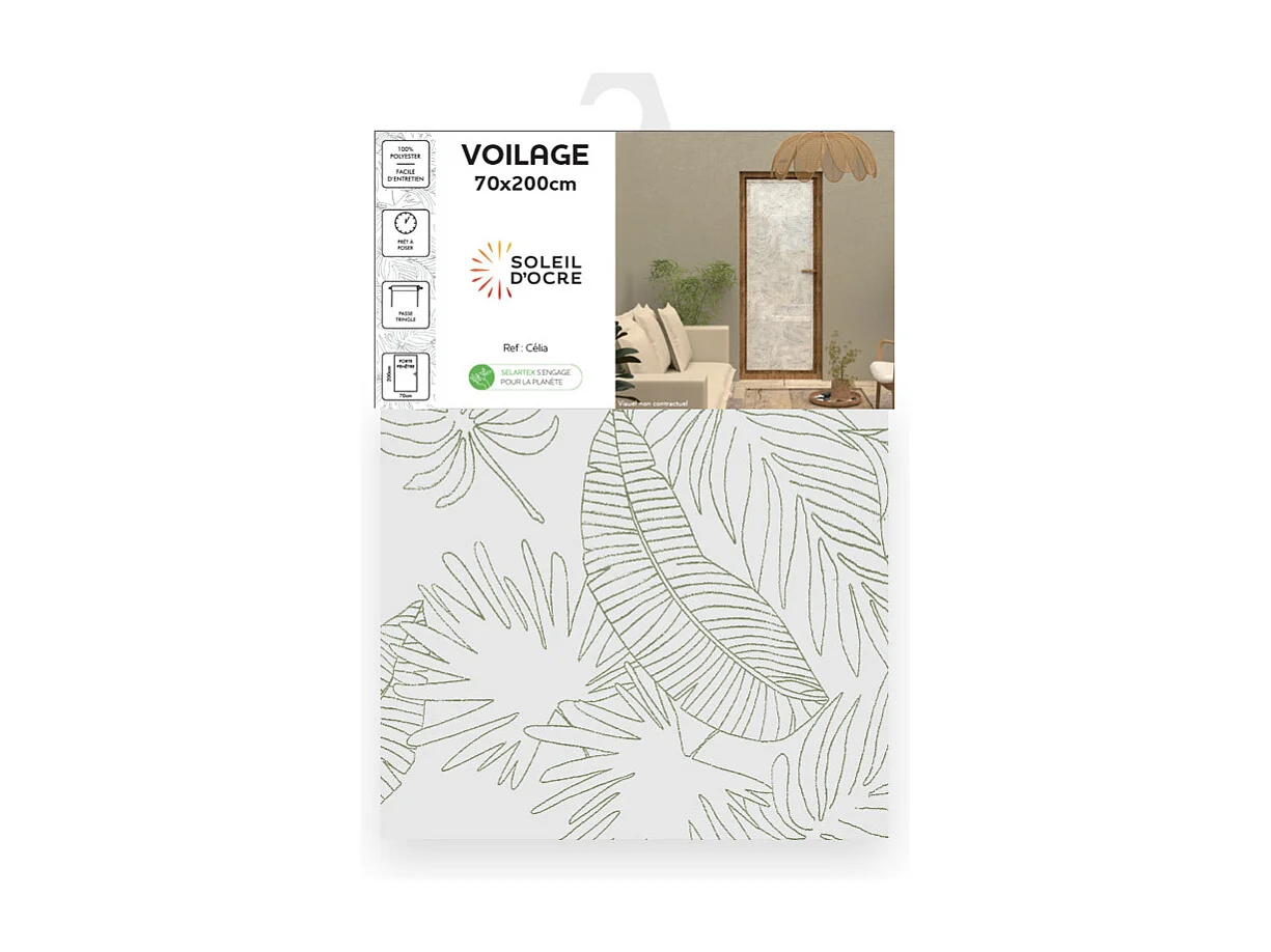 Visillo para puerta ventana 70x200 cm CELIA caqui, por Soleil d'Ocre