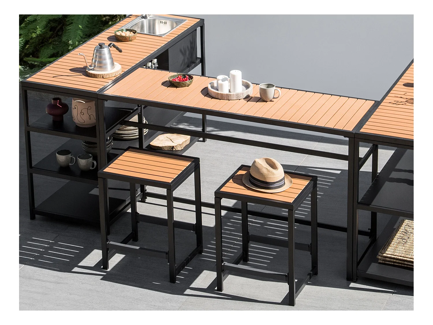 Table de salle à manger de jardin AVETRANA 150 cm 50 cm Noir