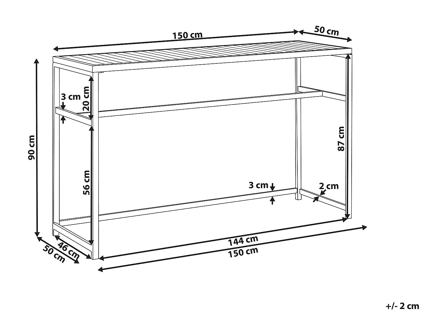 Table de salle à manger de jardin AVETRANA 150 cm 50 cm Noir