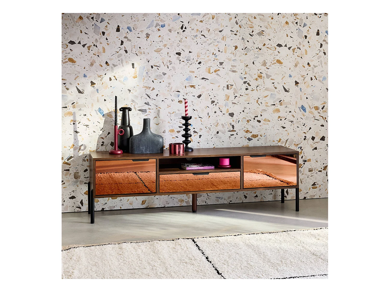 Mobili tv vintage effetto legno 151,5cm, noce