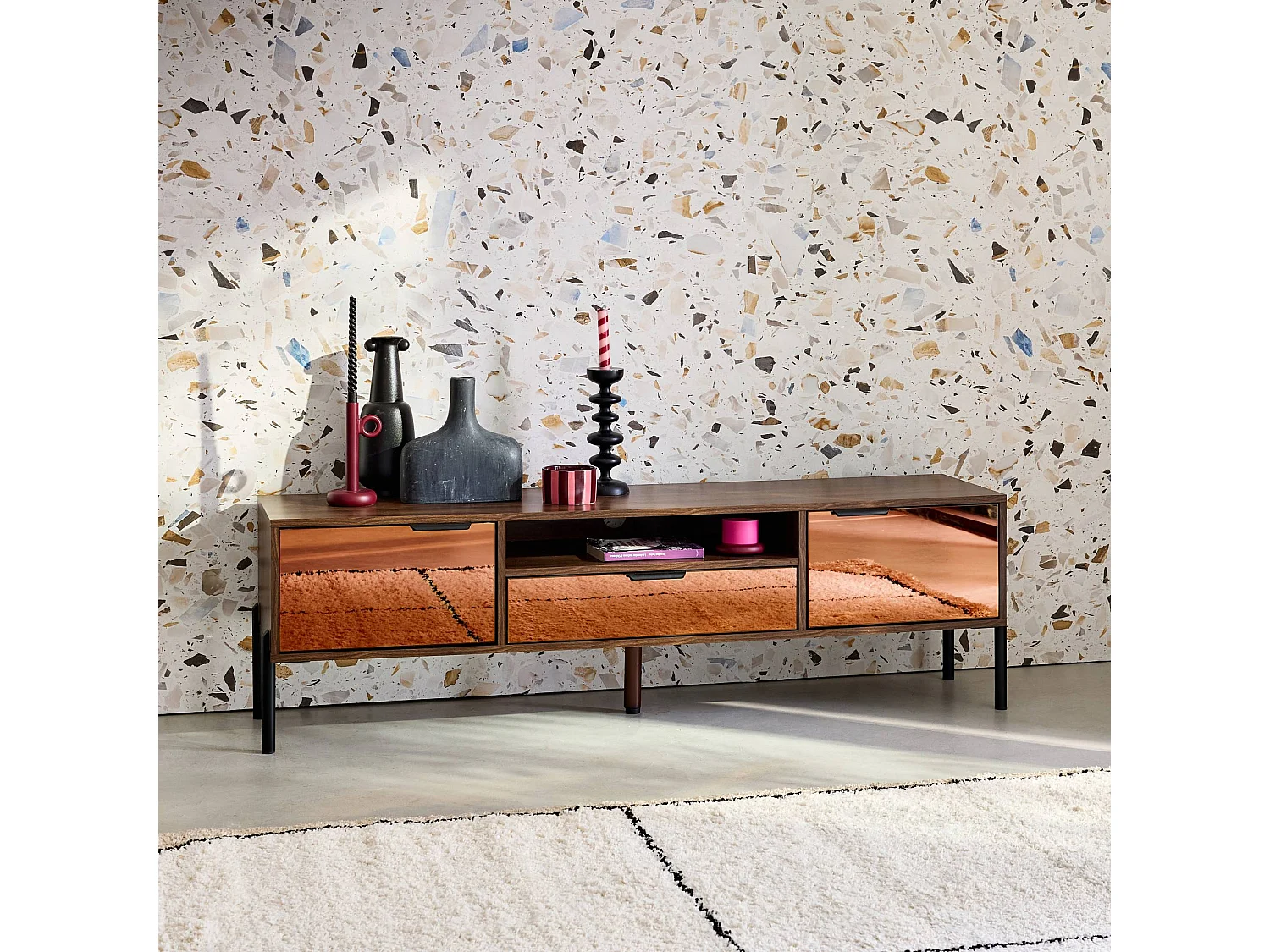 Mobili tv vintage effetto legno 151,5cm, noce