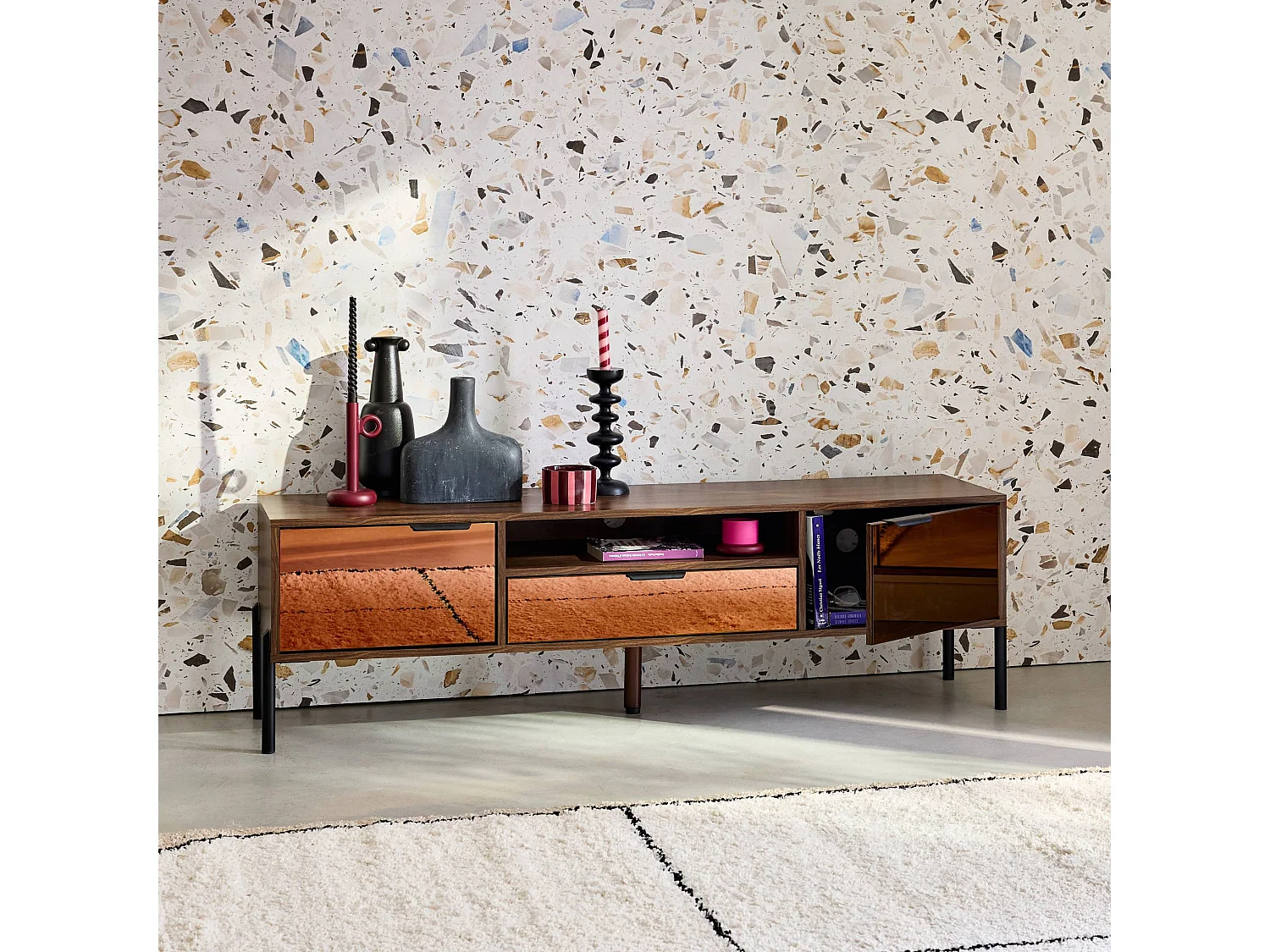 Mobili tv vintage effetto legno 151,5cm, noce